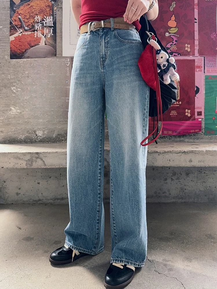 

Liberlin Sisy Light Wa Джинсы длиной до пола, прямые брюки для похудения, удлиняющие брюки с высокой талией, повседневные брюки-стойка