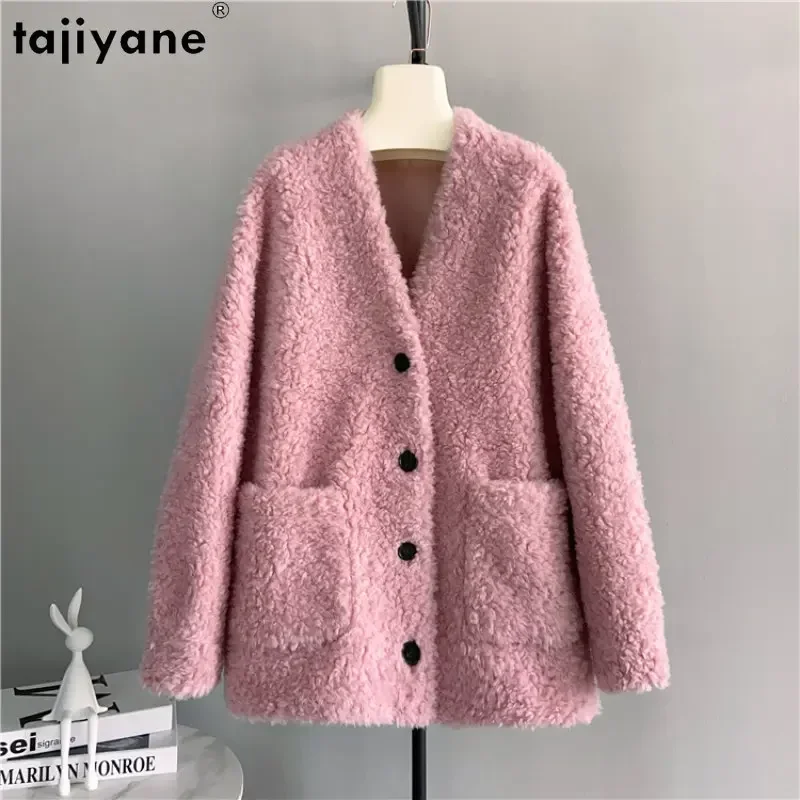 Tajiyane Pure Color Sheep Shearing Jacket Women Winter Loose 100% Wool Coat Fur Coats Women Jackets Abrigo Mujer Invierno 2023