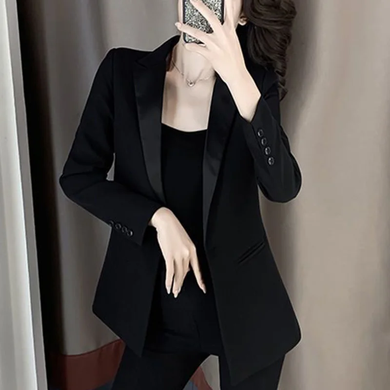 Fashion Solid Color Pockets All-match Casual Blazer Women Clothing 2023 Autumn New Korean Tops Loose Office Lady Blazers