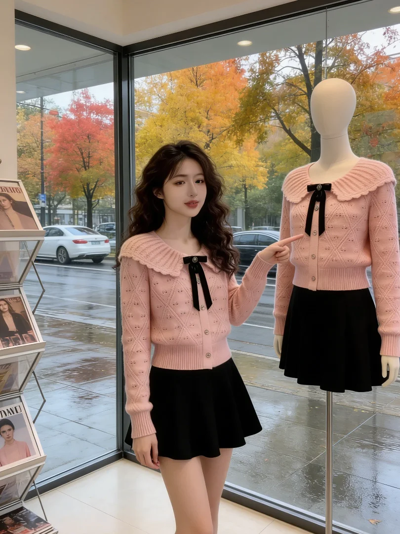 

Unique Pink Knitted Sweater ort Sle Inner Wear Winter Faion Korean System Beautiful Luxury Top Women's Sweet Sle Long...