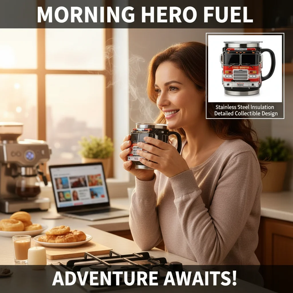 Creative Firefighting Truck Design Coffee Mug - Funny Tea Cup for Hot Cold Water Juice Durable Ceramic Mug for All Beverages