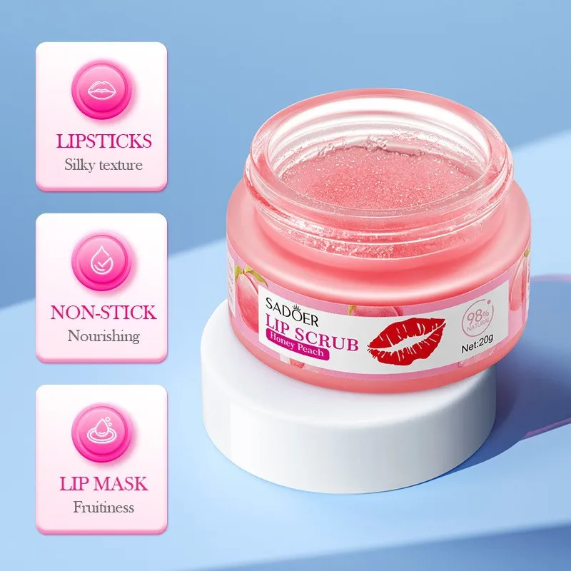 SADOER Fruit Lip Scrub Cream Feuchtigkeitsspendende Lippen praller feuchtigkeitsspendend nährend Avocado Orange Erdbeere Lippenmaske Lippenstiftpflege