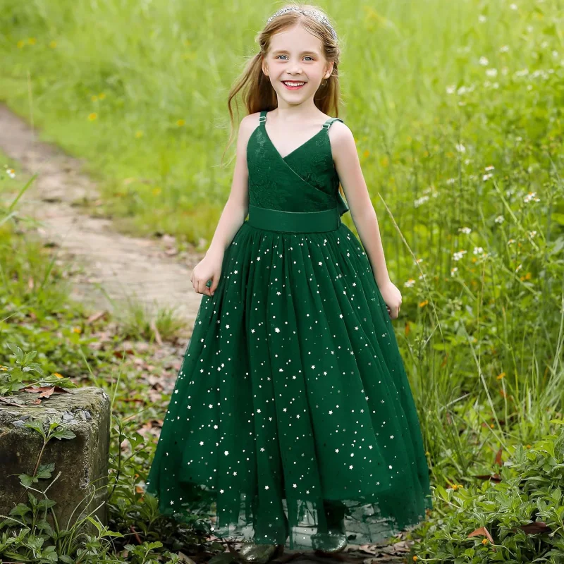 High-end Piano Performance Dress for Girls Birthday Party Princess Dress Children's Dress Host Violin Performance