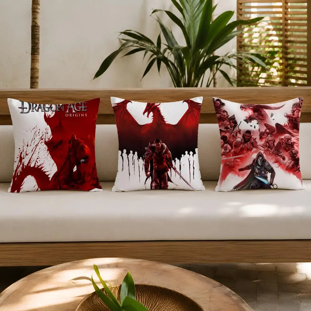 Game D-Dragon Age The Veilguard Cushion Cover Wrinkle-Resistant Short Plush Pillow Case Breathable Machine-Washable