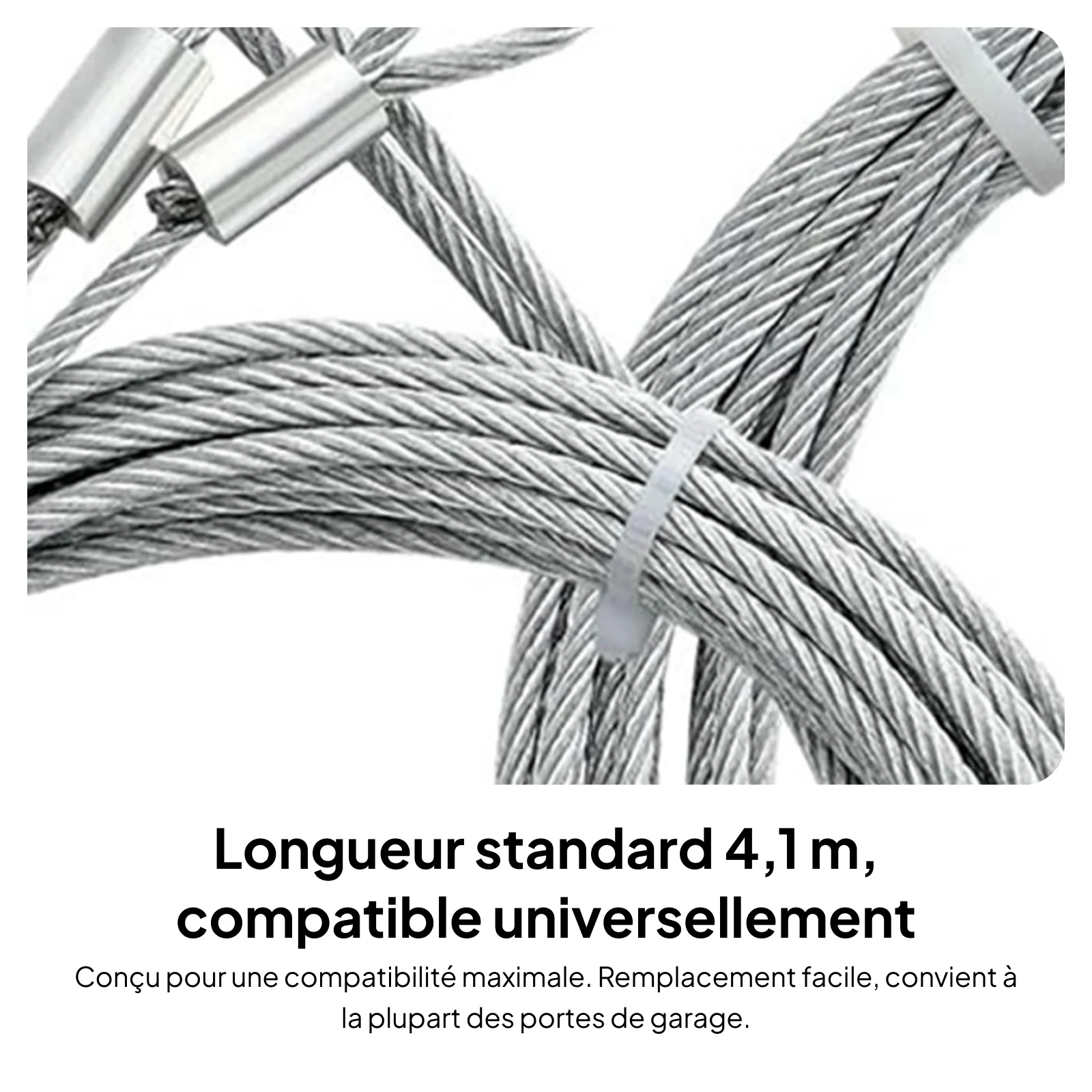 4Pcs Garage Door Cables Premium 4.1M Long Replaces Garage Door Safety Cable