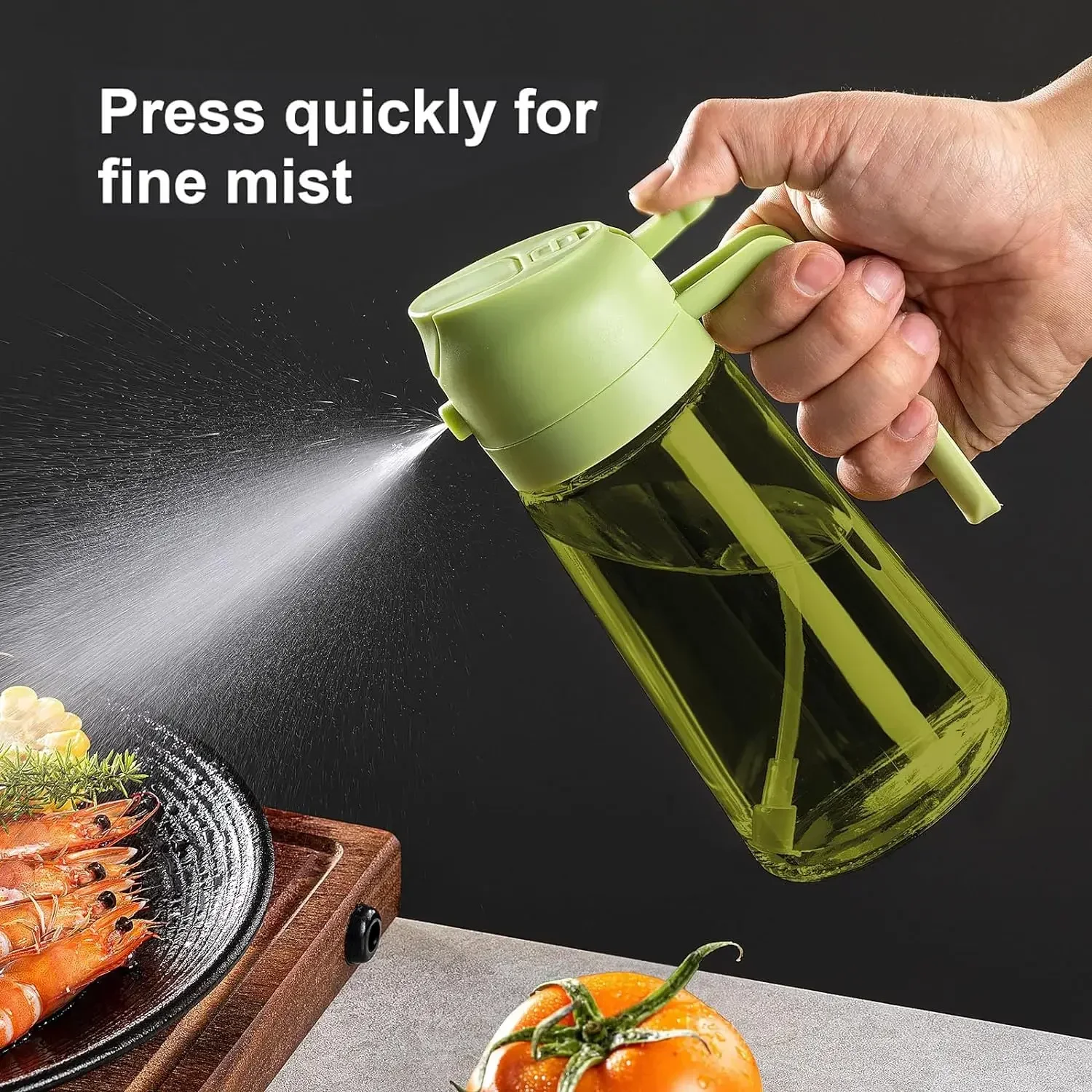 2in1 Black Glass Olive Oil Sprayer Lightproof Oil Dispenser for Cooking Salad Barbecue Kitchen Tools Refillable Spray Bottle - view 3