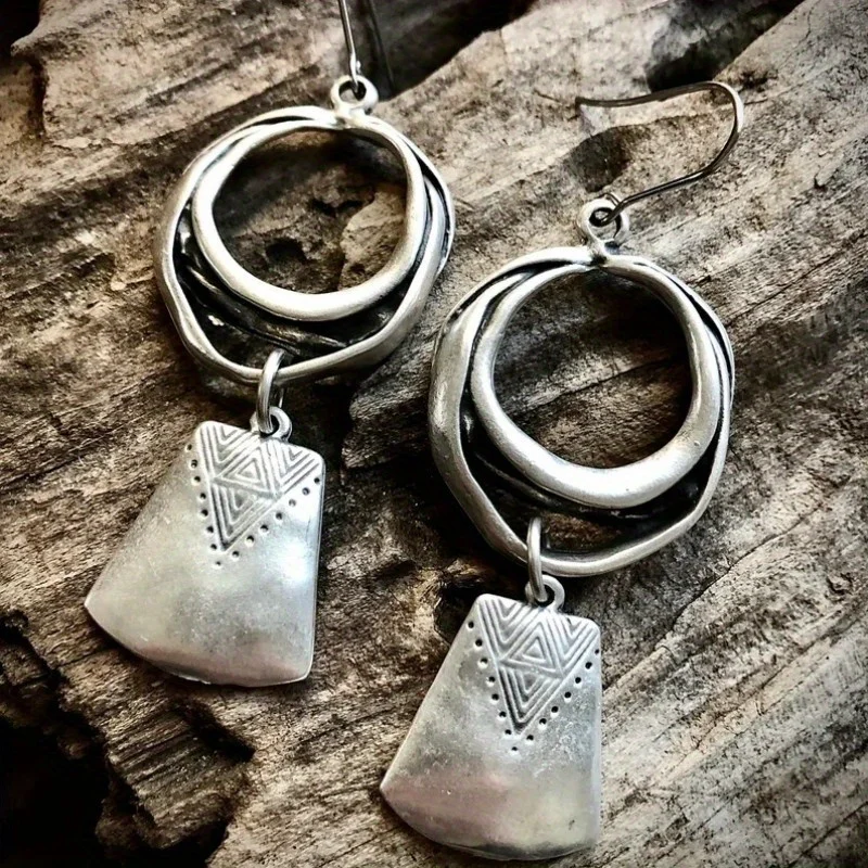 Boho Silver Color Dangle Earrings • Bohemian Statement Earrings • Silver Color Chandelier Earrings