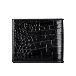 Portefeuille court en cuir de crocodile véritable pour hommes, porte-cartes d'affaires, sac à main Alligator, marque de luxe pour garçon, nouvelle mode