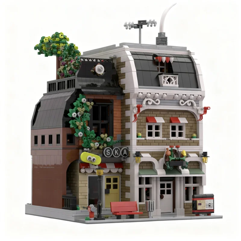 3681pcs MOC Swiss Streetview Modular Gourmet & Skate Shop Modular Buildings Model Building Blocks Christmas Gift Toy Craft Art