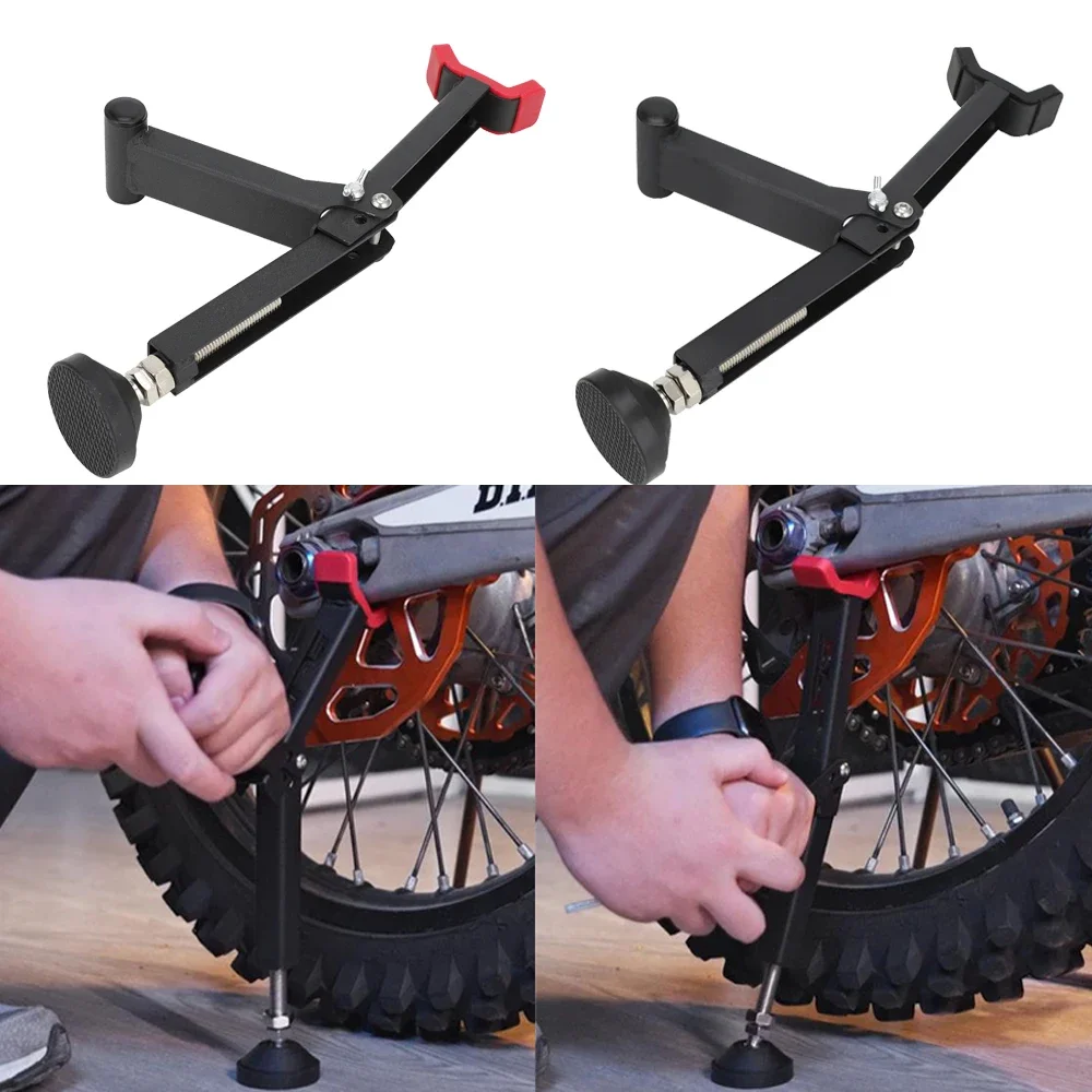 Universal Motorcycle Wheel Stand Portable Handle Single Sided Paddock Stand Front Rear Support Foldable Tire Repairing Tool Lift