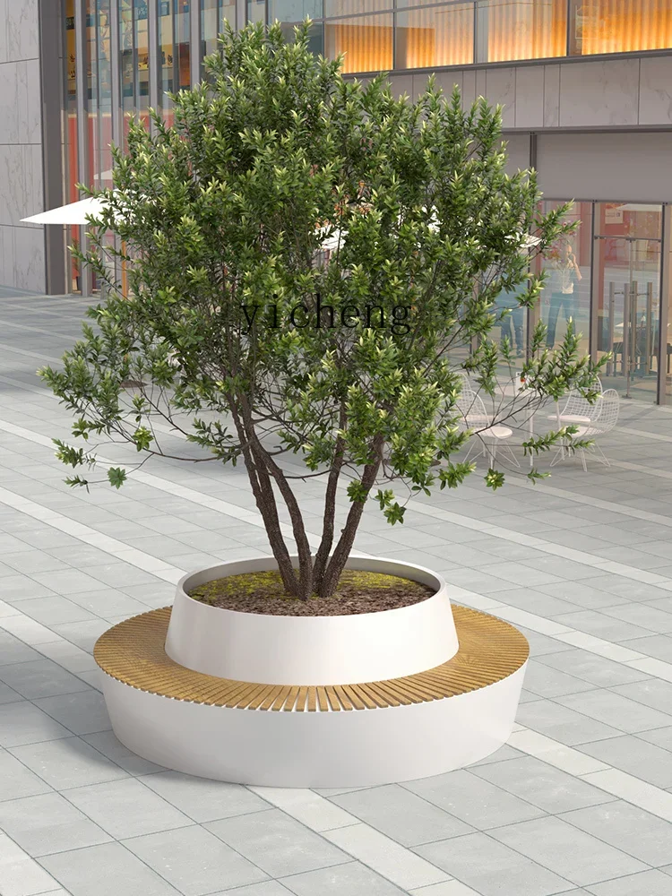ZZ Zf Flower Box Anti-Corrosion Wood Seat Combination Community Public Bench Pedestrian Street Rest