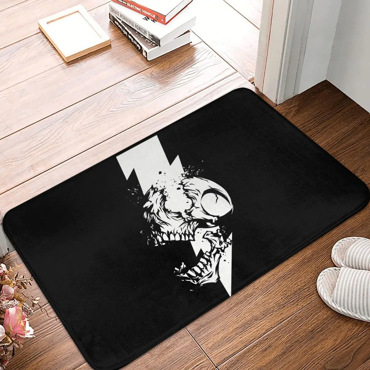 Ghost Specter Spirit Bathroom Non-Slip Carpet Lightning Strikes Skull Bedroom Mat Entrance Door Doormat Home Decor Rug