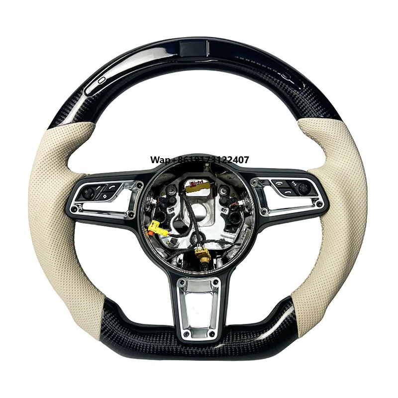 

Suitable for 911 918 718 GTS CARRERA GT2RS Panamera Taycan White Carbon Fiber Car Steering Wheel