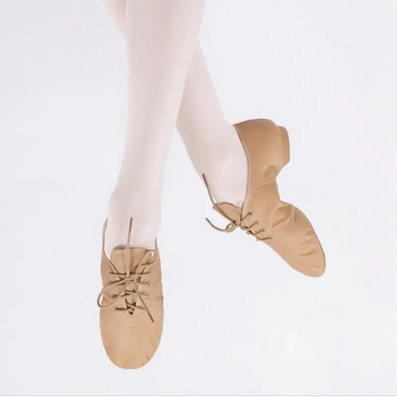 Black Tan Lace Up Geniune Pig Leather From Children To Adult Quality Oxford Shose WomenDance Shoes Jazz