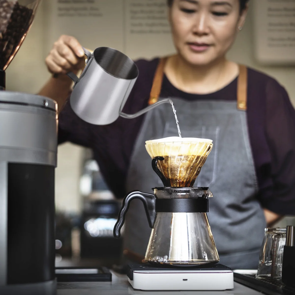 1 قطعة إبريق قهوة من الفولاذ المقاوم للصدأ 250 مللي غلاية يدوية للاستخدام المنزلي الفضة غير قابل للصدأ صنبور طويل القهوة شاكر