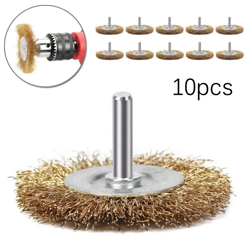 Imagem -06 - Escova de Polir de Metal Escova de Roda de Fio de Aço de 50 mm para Remoção de Ferrugem Ferramenta Rotativa de Corte de Aço para Mini Broca 10 Peças