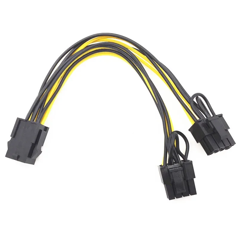 5PCS PCI-E 6-pin To Dual 6+2-pin (6-pin/8-pin) Power Splitter Cable Graphics Card PCIE PCI Express 6Pin To Dual 8Pin Power Cable