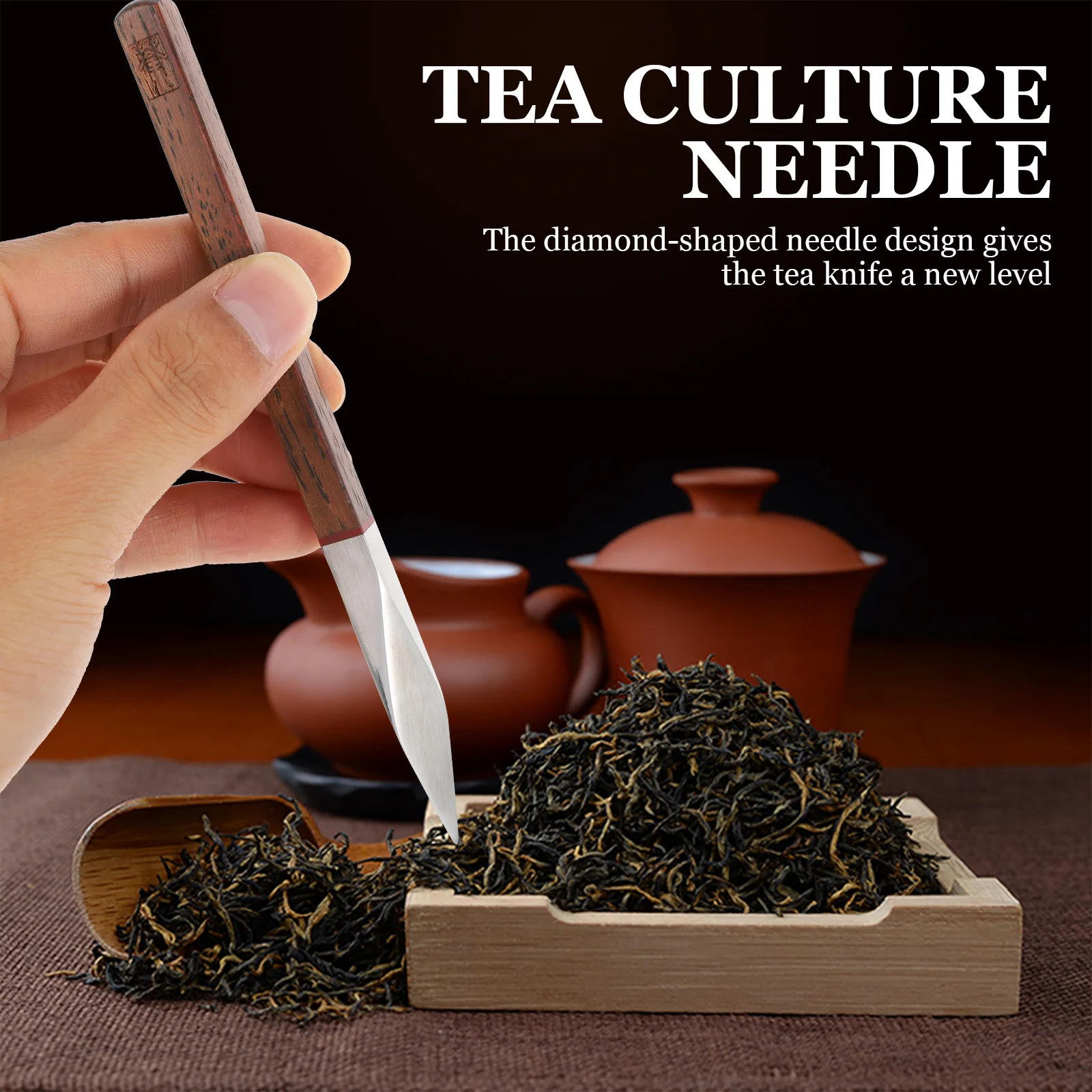 

Pu'er Tea Cake Cutter Needle Tool Stainless Steel Wood Handle Easy Use for Home Office Tea Culture Tool