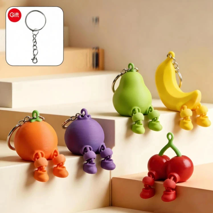 3D Printed Banana Pear Ornament Keychain With Movable Legs Joint Doll Fidget Toy Bag Pendant Home/office Desktop Decoration