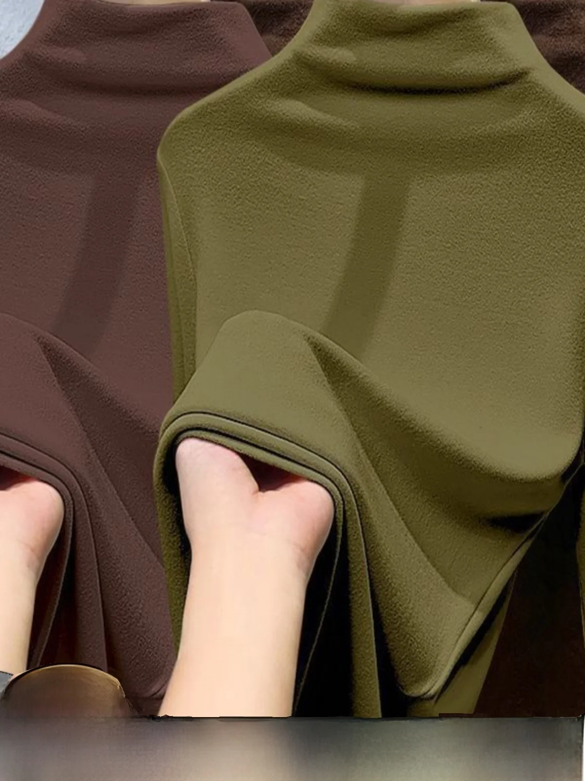 Double-Sided Velvet Base Shirt Women's Slim Fit Inner Wear Half-High Collar T-Shirt Autumn Winter Versatile Top Two-Piece Set
