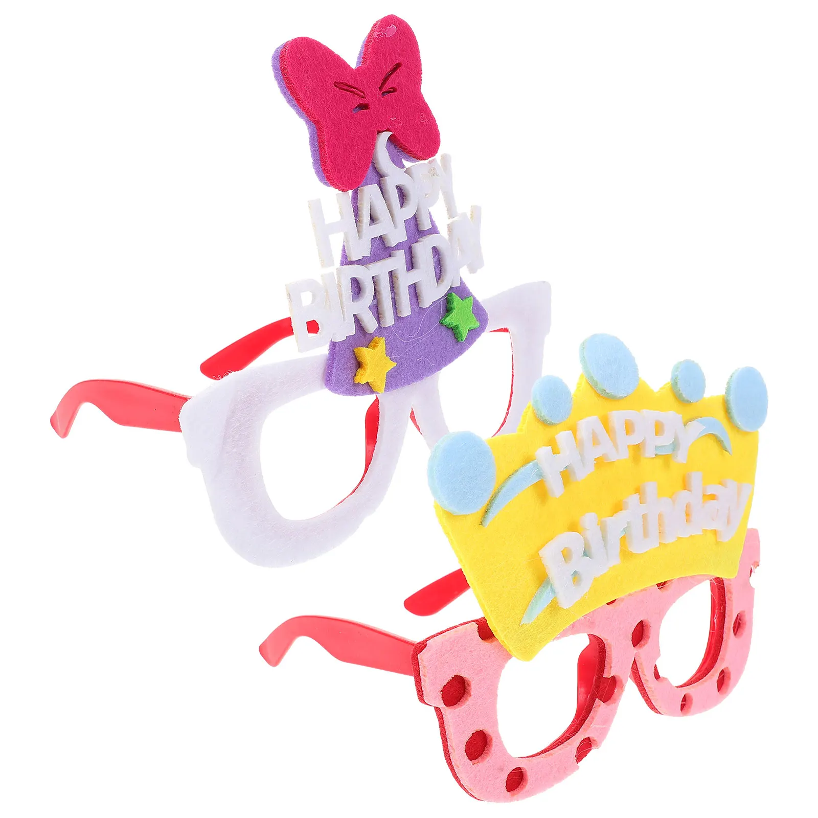 

2Pcs Funny Birthday Party Glasses Creative Cartoon Frames Photo Props Kids Birthday Celebration Eyeglasses