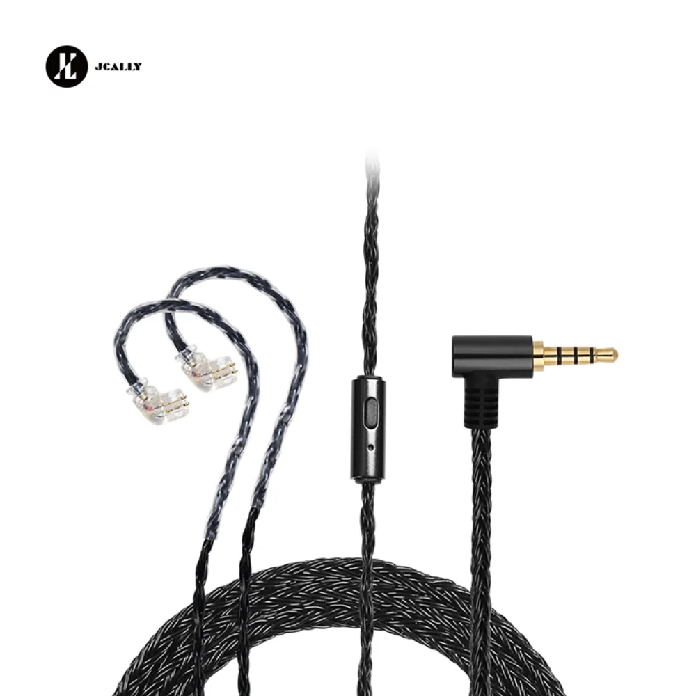 JCALLY JC16S 16 Strand 5N OFC Upgrade Cable HIFI Earphones with Mic Wire 0.78 MMCX QDC PIN for EDX Pro ZS10 PRO Castor Zero MT1