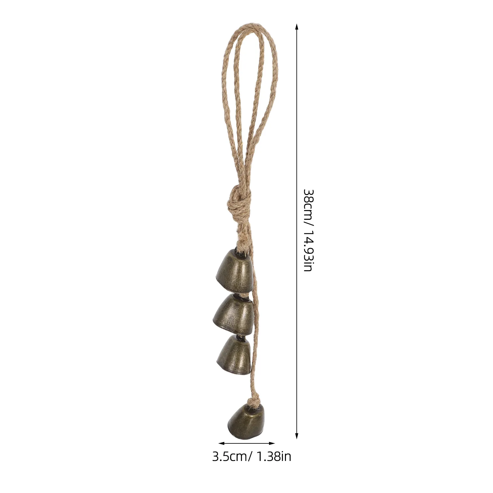 Rustic Metal Cowbell Wind Chime Jute Rope Farmhouse Decoration Outdoor Garden Balcony Hanging Mini Cowbell Pleasant Sound