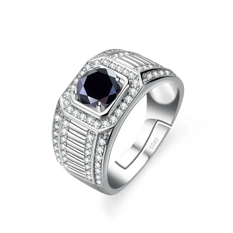 1CT Moissanit Herrenring aus 925er Sterlingsilber mit leuchtender Feuerfarbe, luxuriöser Paar-Ehering für Herren 2026 – Detail 8
