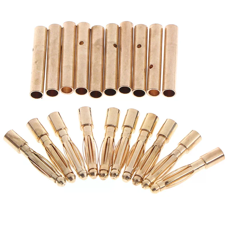 20 قطعة 2 مللي متر الذهب رصاصة موصل الموز المقابس الذكور والإناث لبطارية السيارة RC #4