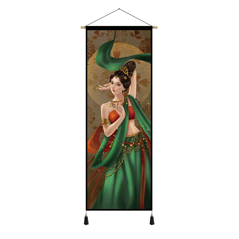 Chinese Classic Beauty Scroll Wall Paintings Vintage Room Decor Aesthetic Tapestry Wall Art Decoration Anime Posters Canvas