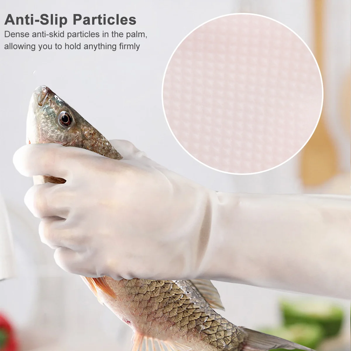 

1Pair Dishwashing Rubber Gloves White Xl Lightweight Breathable Reusable Household Gloves for Kitchen Pet Care Carpet Washing