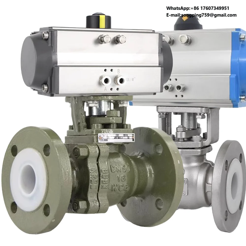DN80 3 Inch 12V 24V Carbon Steel  WCB Pneumatic Actuator WCB PTFE Flange Pneumatic 2pcs Ball Valve