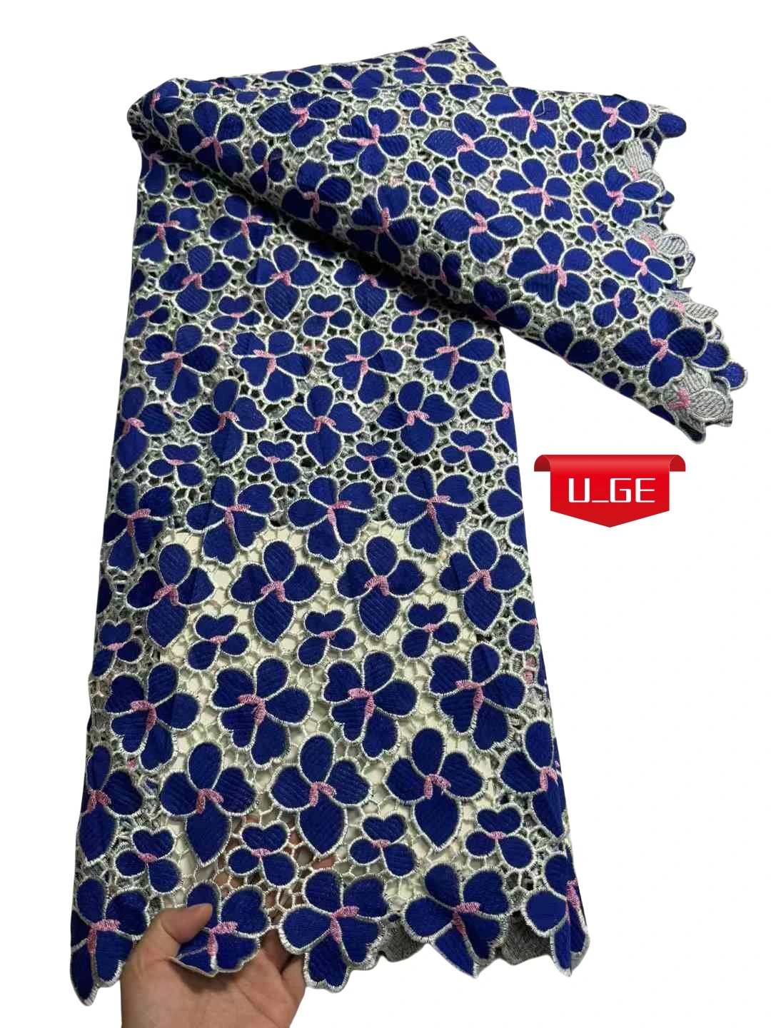 2025 5 หลาล่าสุดผิวที่ดีที่สุดคุณภาพที่ละเอียดอ่อน Riche Guipure ลูกไม้ผ้าสําหรับชุดราตรี U_GE5738