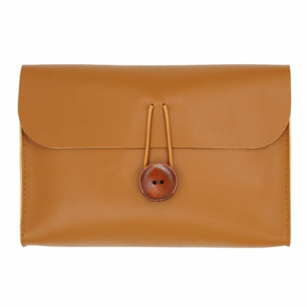 Multi-purpose Envelope Shape Cosmetic Bag Button Closure Faux Leather USB Data Cable Mouse Organizer Waterproof Lightweight
