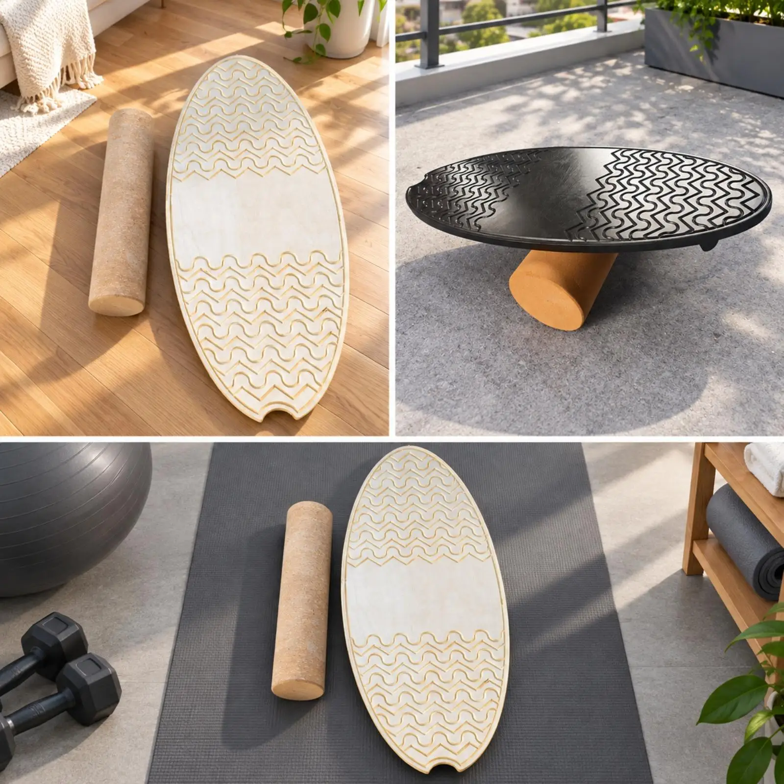 Low Impact Surf Balance Trainer Board for Fitness Enthusiasts with Traction Grip for Movement Awareness