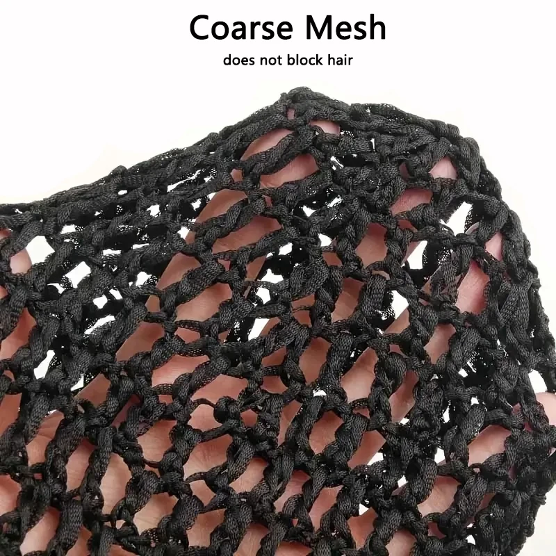 New Women's Mesh Hair Net Black Wig Caps handmade Crochet Cap  Sleep Cap For Women Wig Head Cover Accessories image 5