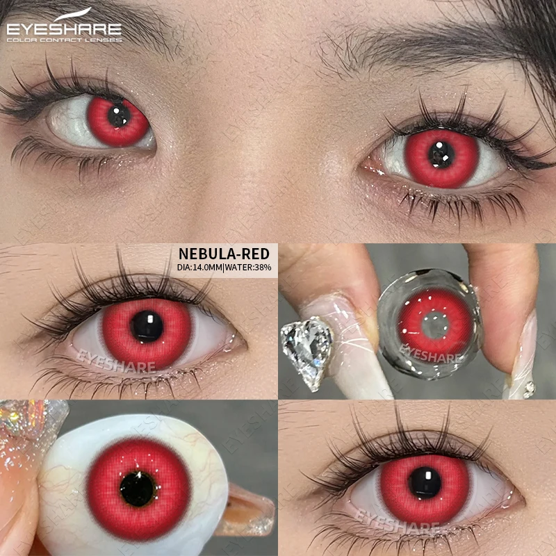 EYESHARE Halloween Weiß Farbige Kontaktlinsen Cosplay Verrückte Rote Kontaktlinsen Schwarz Anime Augenlinsen Weiße Schönheit Make-Up Linse – Detail 16