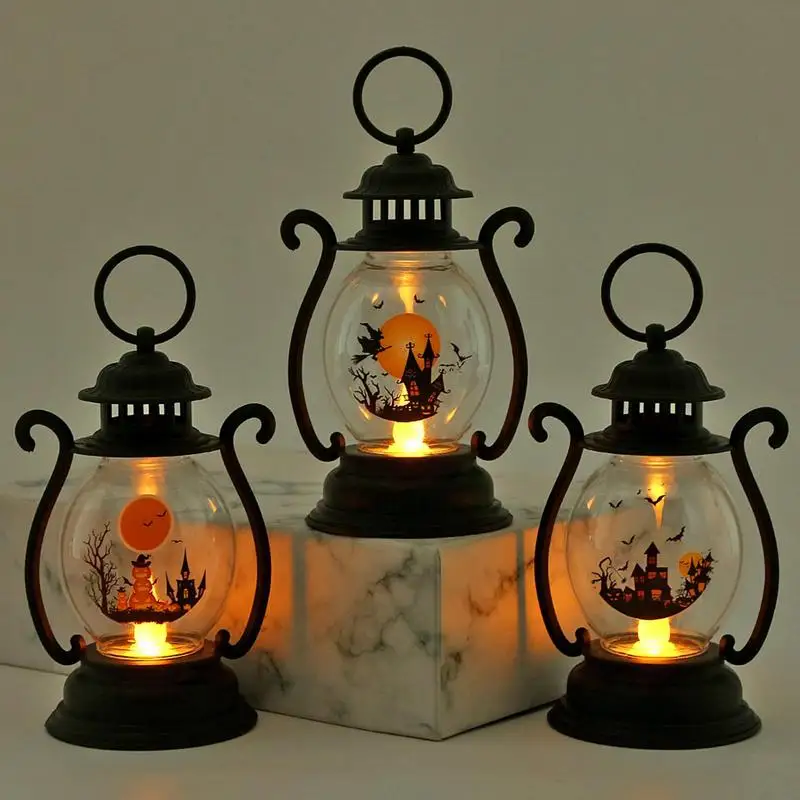 

Halloween LED Pumpkin Lantern Retro Atmosphere Oil Lamp Halloween Decoration For Desks Nightstands And Living Room Walls