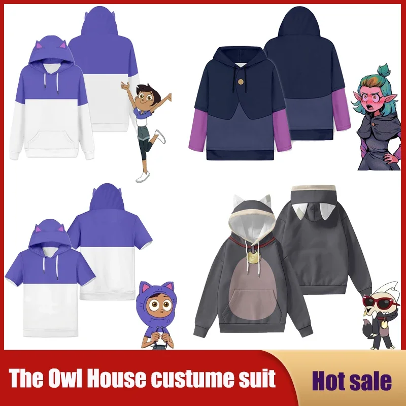 Anime The Owl House Costume Cosplay Unisex Adult Kids Cos Baseball felpa con cappuccio giacca cappotto cappello pantaloni Suit Halloween Luz felpa