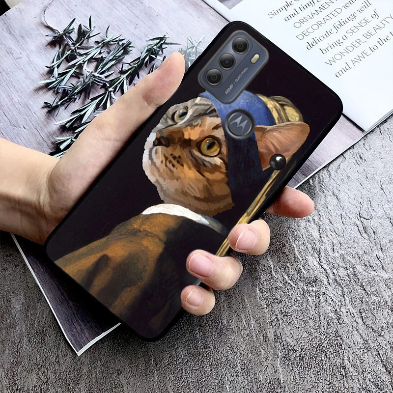 Van Gogh Gustav Klimt Mona Lisa Cat Case For Moto G84 G22 G32 G42 G52 G62 G53 G72 G60 G60S G100 G10 G20 G30 G13 G50 G 5G G Pure