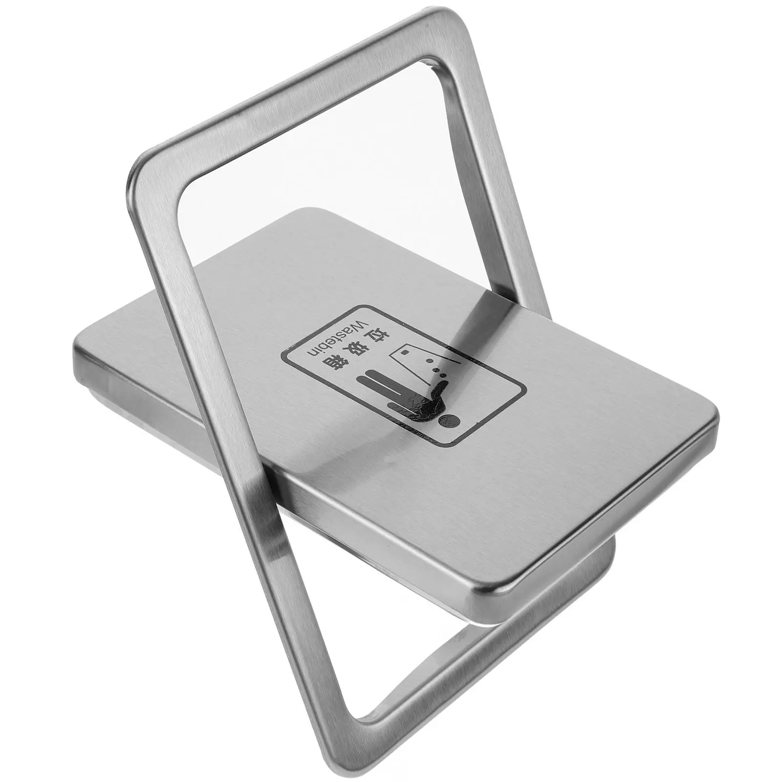 

Stainless Steel Embedded Trash Can Lid Rectangle Shape Desktop Flap Cover Recessed Countertop Garbage Bin Lid Bathroom Supply