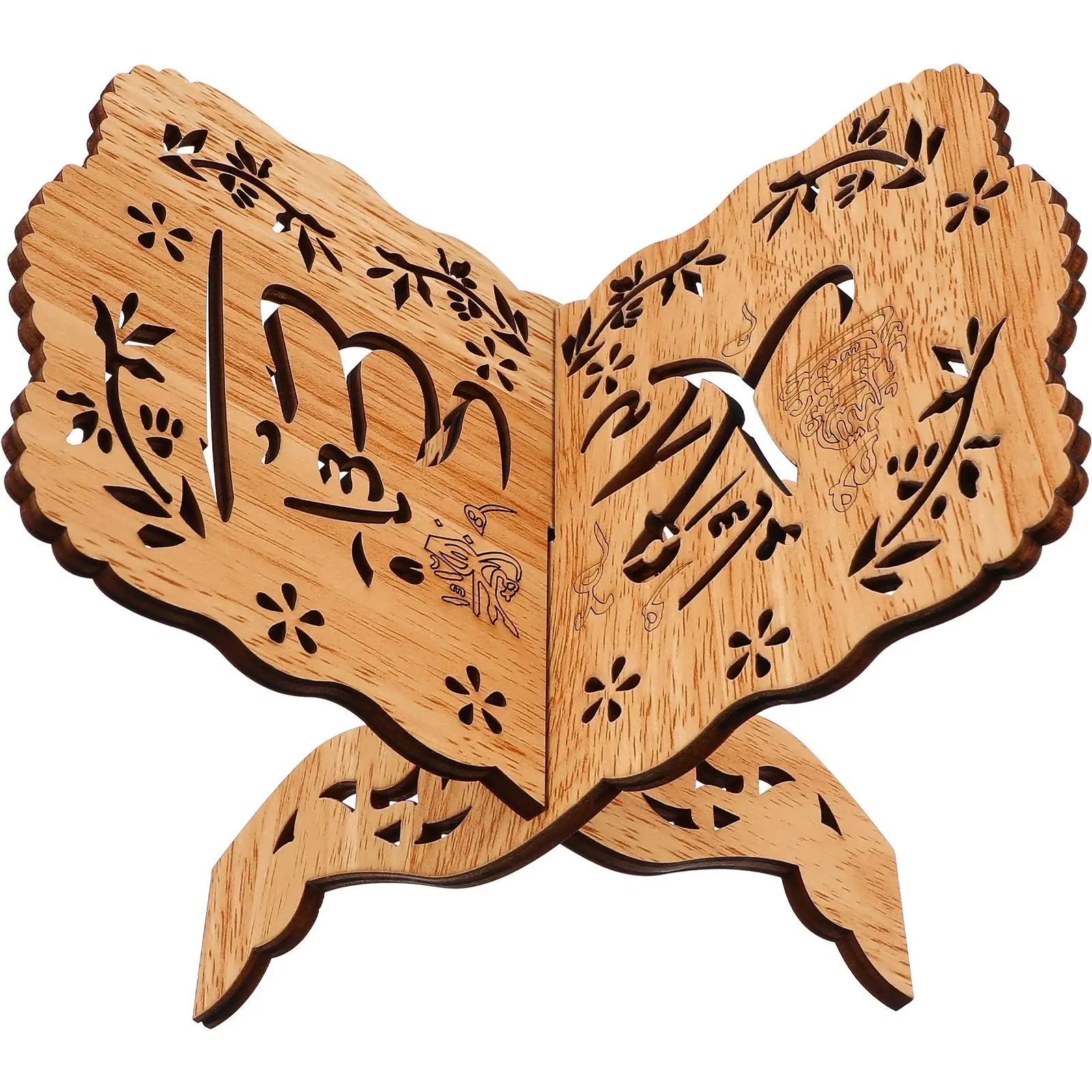 

Wooden Muslim Book Holder Hollow-Out Displaying Shelf Vintage Book Holder Quran Holder Quran Prayer Book Display Shelf
