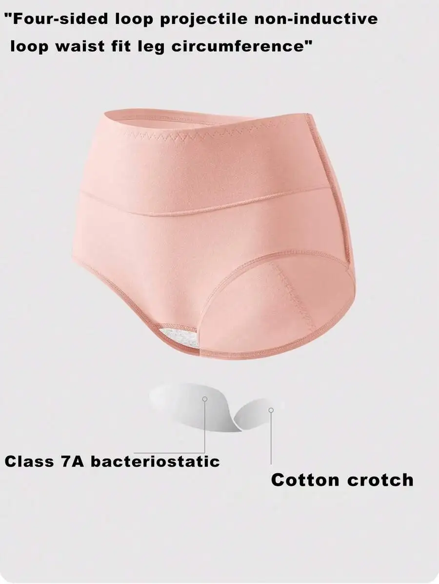 

High-Waisted Cotton Menstrual Briefs Double Layer Breathable Leak Proof Padded Panties