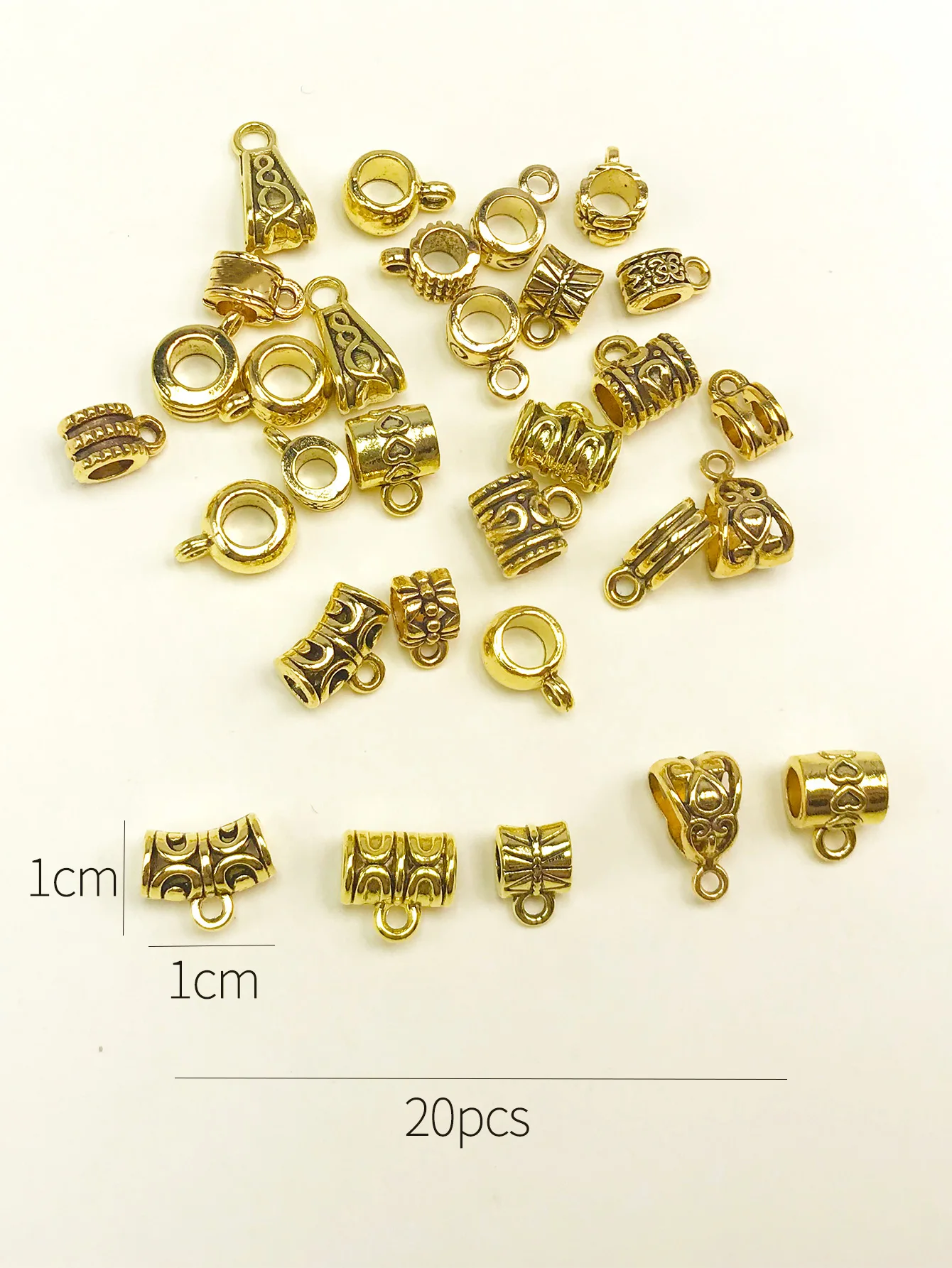 Mix 30pcs 15 style Bail Bead Pendant Antique Gold Color Tube Spacer Bead fascino europeo per gioielli fai da te che fanno accessori artigianali