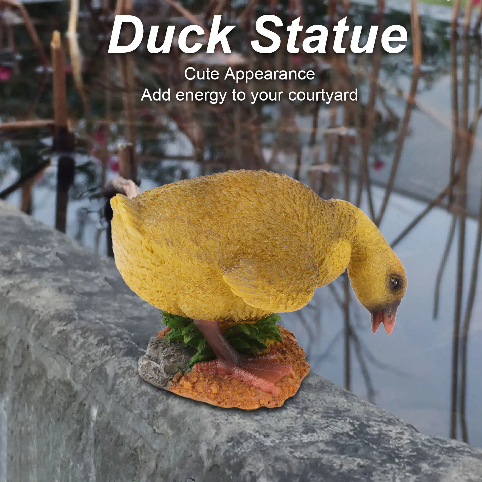 

Duck Statue Cute Vivid Lifelike Bright Color Weather Resistant Resin Duck Yard Decoration For Farm Balcony Drinking Water