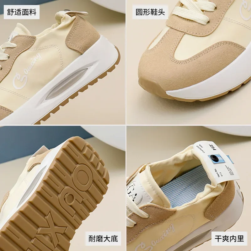 Zapatos deportivos de verano para mujer, zapatos informales transpirables de seda helada con plataforma para caminar, zapatos blancos con cojín de aire