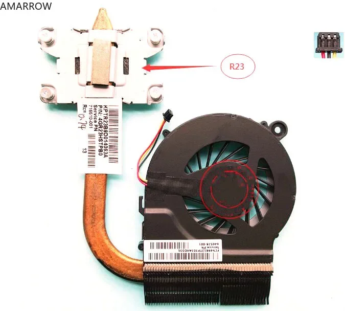 Original Cooler สําหรับ HP G4-1000 G6-1000 G4 G6 Cooling ฮีทซิงค์และพัดลม 716510 -001 657942 -001 เมนบอร์ด R23