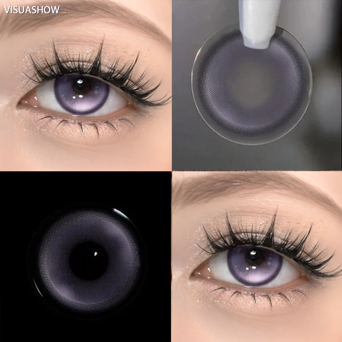 Visuashow Violette Kontaktlinsen für 6 Monate, 2 Stück, kleine Pupillen, farbige Kontaktlinsen, 14,2 mm, Augenvergrößernd, für Anime-Cosplay. – Detail 8