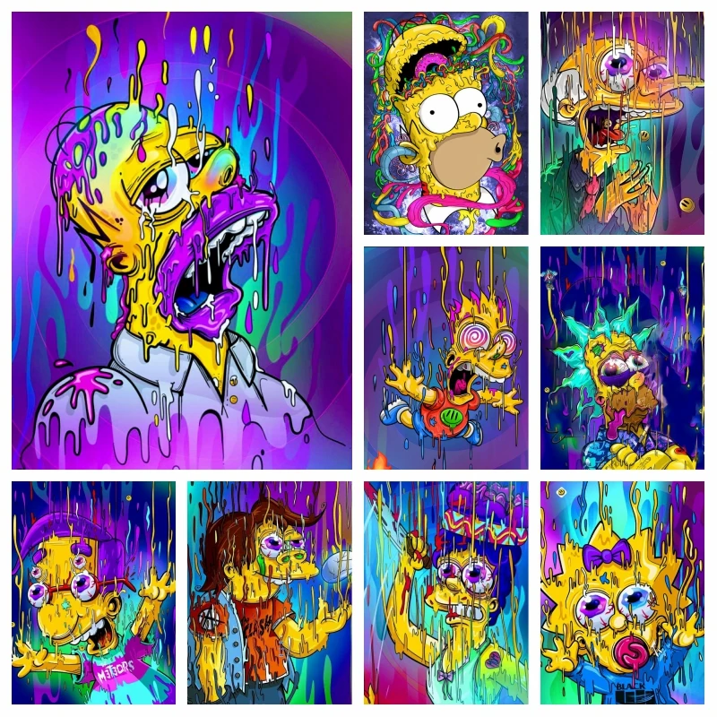 

Comedy Cartoon The Simpsons Diamond Painting Homer And Bart Fantasy Art Mosaic Cross Stitch Handmade Kids Gift Home Decor