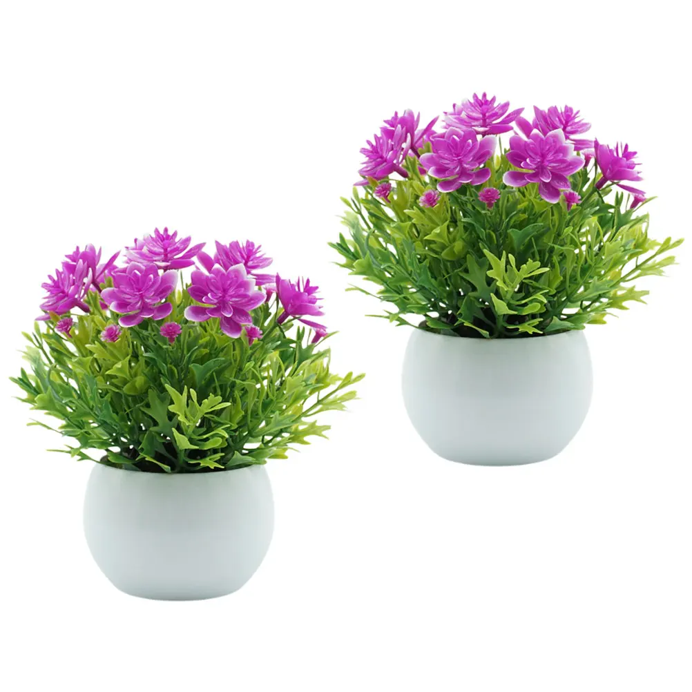 

2pcs Artificial Bonsai Realistic Small Flower Pot Plants Home Decor Indoor Potted Rustic Green Simulation Desktop False Plants